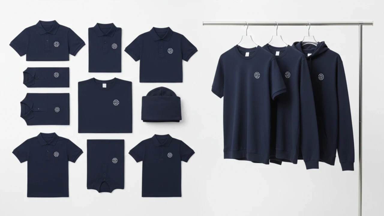 Corporate Teamkleidung — Polos, T-Shirts und Hoodies in Navy mit Logo