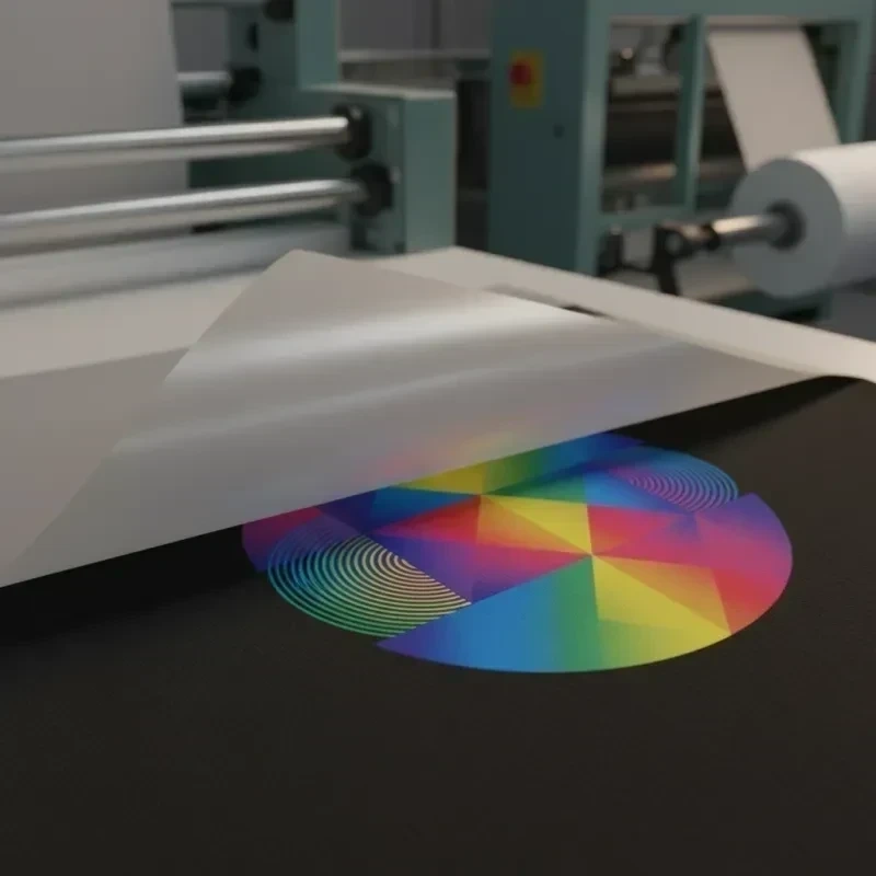 DTF-Transferfolie wird von T-Shirt abgezogen — farbiger Druck wird sichtbar