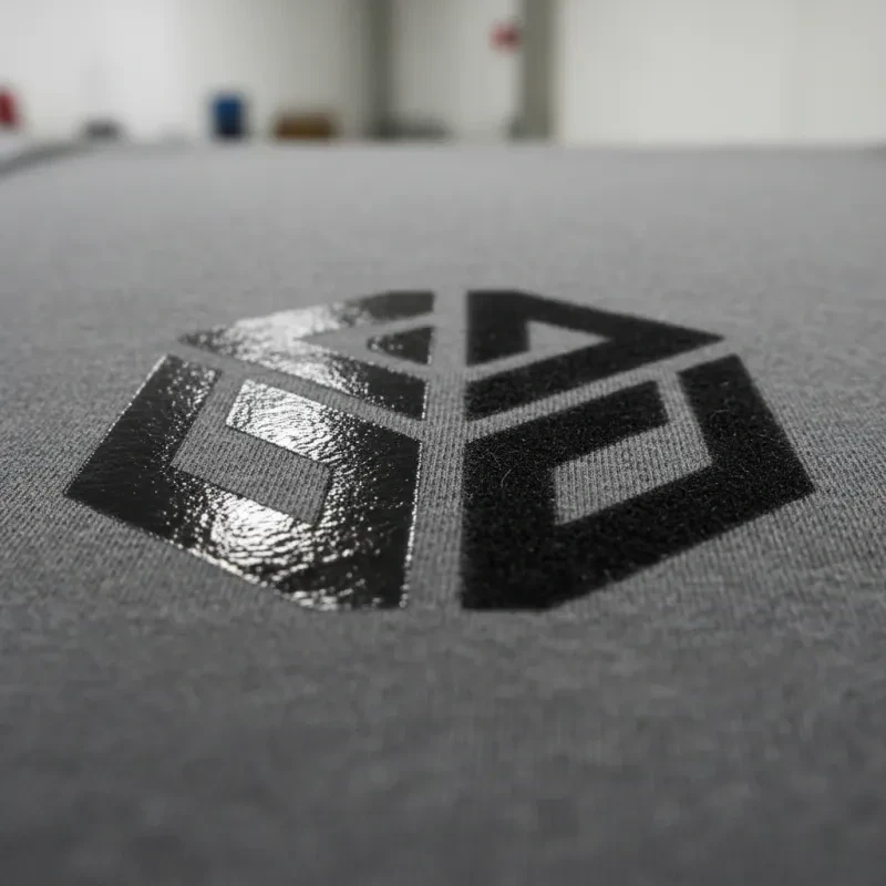 Vergleich Flex- und Flockdruck auf dunklem Stoff — glatt vs. samtig