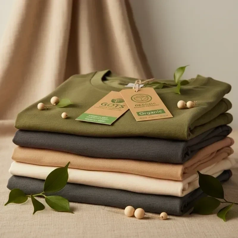 Bio-Baumwoll-T-Shirts in Erdtönen mit GOTS-Zertifikat