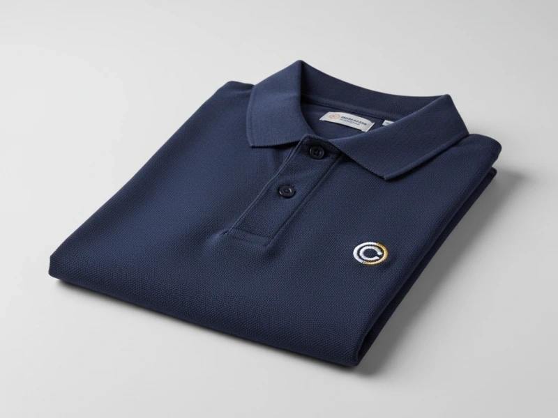 Navy Poloshirt mit gesticktem Firmenlogo — präzise bestickt